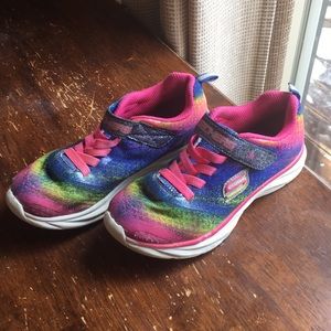Multi colored sketchers girls size 1 shoes